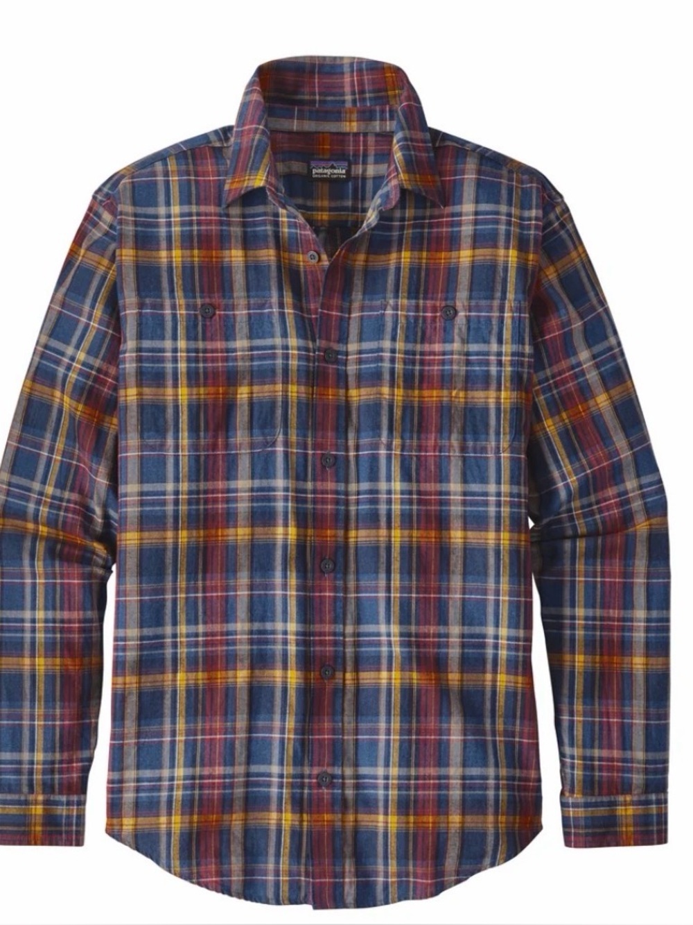 Patagonia Men’s Plaid Button-Down Shirt in Blue, Red & Yellow